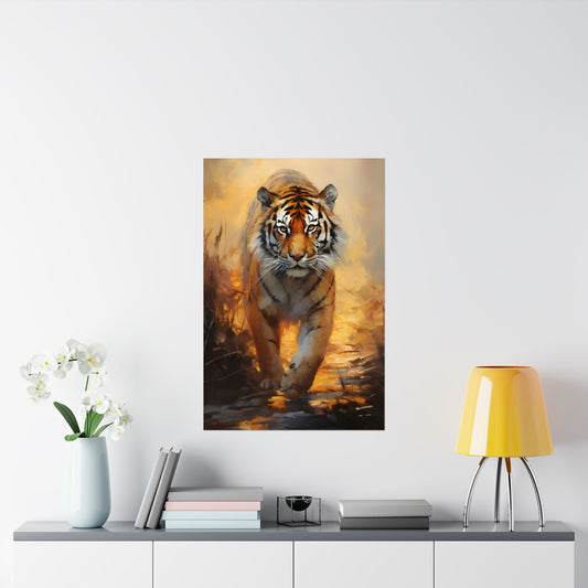 Tiger Walking in the Forest Abstract Painting  | Wall Art